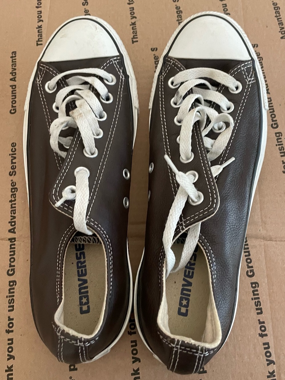 Converse Low-Top Leather Sneakers in Brown and White